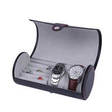 Watch Box PU Leather 3 Slots Cylinder High-End Watch Box Portable Travel Jewelry Watch Storage Display Box 2024 - buy cheap