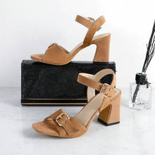 Женские сандалии ZawsThia, открытый носок, ремешок с пряжкой, Роскошные Дизайнерские летние туфли, ремешок на щиколотке, квадратный высокий каблук, большие размеры 33-48 2024 - купить недорого