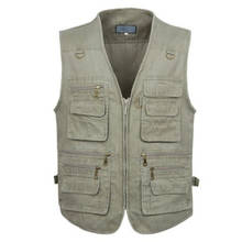 Hot Sale Men Cotton Vest Vests Male With Many Pockets Multi Pocket Vest Photograph Waistcoat Spring Tactical Vest Men Xl- 7xl 2024 - buy cheap