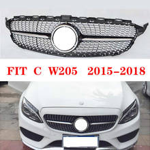 1Pcs Diamond Black Front Grille For Mercedes Benz W205 C180 C200 C250 C300 15-18 2024 - buy cheap