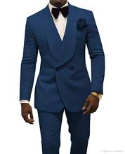 2020 Fashion Wedding Tuxedos Groom Wear Men Suits Custom Made Groomsmen Formal Dinner Party Prom Suits (Jacket+Pants+Bow) 2024 - buy cheap