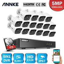 ANNKE H.265 + 5MP Ultra HD 16CH DVR CCTV система безопасности 16 шт Открытый 5MP EXIR камера ночного видения комплект видеонаблюдения 2024 - купить недорого