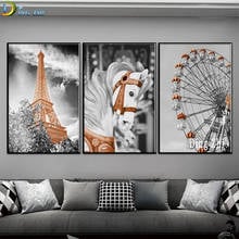 DIY Diamond Painting 5D Black White Landscape,Ferris Wheel,Tower White Horse Diamond Embroidery Nordic Animal Mosaic Home Decor 2024 - buy cheap