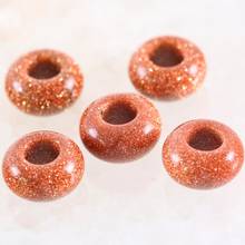 5Pcs Big Hole Beads Natural Stone Golden Sandstone for Men Women Gem DIY Jewelry Making Earring Necklace 14mm Spacer Bead K1021 2024 - buy cheap