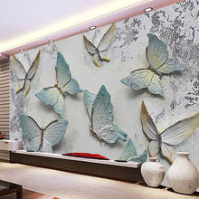 Personalizado mural papel de parede moderno 3d alívio borboleta fundo para paredes sala estar sofá tv decoração da sua casa 2024 - compre barato