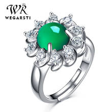WEGARSTI 100% 925 Sterling Silver Created Agate Gemstone Birthstone Wedding Engagement Ring Fine Jewelry Wholesale 2024 - buy cheap