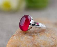 Anillo sencillo de plata esterlina 100% 925 para mujer, corindón rojo, novedad 2024 - compra barato