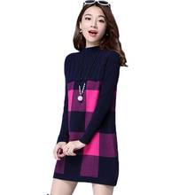 New Women Sweater Dress New Autumn Winter Pullover Half-Neck Cashmere Sweater Plus Size Loose Knit Sweater Mini Dress Women K782 2024 - buy cheap