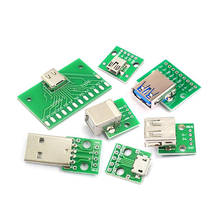 5 pces micro usb mini usb um macho usb 2.0 3.0 uma fêmea usb b conector interface para 2.54mm dip pcb conversor adaptador breakout board 2024 - compre barato