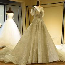 Новое роскошное вышитое бисером кружевное платье Свадебные платья Бисероплетение Свадебное Платье Vestidos De Noiva 2024 - купить недорого