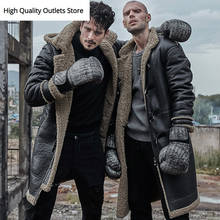 Men Genuine Leather Jacket Real Leather Fur Coats Long Man Original Ecological Sheepskin Coat Hood Shearling Winter Thick Parka 2024 - buy cheap