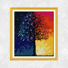 A árvore da vida colorida, tela impressa com ponto cruz 14ct 11ct, kit de bordado manual para artesanato, decoração de casa, dmc, bordado 2024 - compre barato
