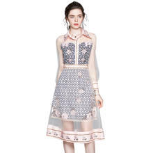 Simgent Mesh Dress New Fashion Women Summer Long Sleeve Patchwork Elegant Dress Vestidos Robe Femme SG005065 2024 - buy cheap