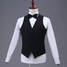 Black Mens Waistcoat Formal Business Work Causal Slim Fit Vest For Men U-Neck Retro Gentlemen Men Suit Vest Solid Wedding Gilet 2024 - buy cheap