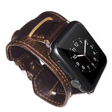 Pulseira de couro genuíno para apple watch, 42mm, 44mm com fecho de metal seguro para iwatch 5 sport edition marrom 2024 - compre barato