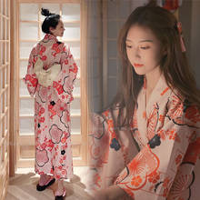 Batas Kimono con estampado Obi Sakura para mujer, ropa de baño femenina de estilo tradicional japonés, con estampado de Yukata, Estilo Vintage 2024 - compra barato