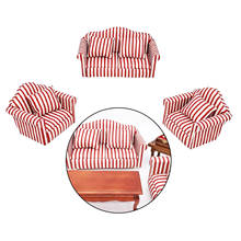 1/12 миниатюры для кукольного домика современное кресло в романтическом стиле, диван-приставка, красный, белый 2024 - купить недорого