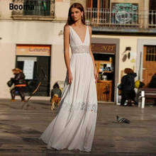 Booma Chiffon Bohemia Wedding Dresses Lace Appliques Beach Bridel Dresses Plus Size V-neck Sleeveless Princess Party Dress 2020 2024 - buy cheap