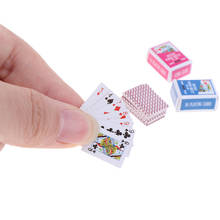 6x11mm bonito 1:12 miniaturas jogos poker mini cartas de jogo em miniatura para bonecas acessório decoração para casa 2024 - compre barato