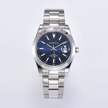 Модные мужские часы Parnis 39,5 мм с синим циферблатом Miyota 8215 автоматические механические мужские часы с календарем Мужские часы 2020 коробка 2024 - купить недорого