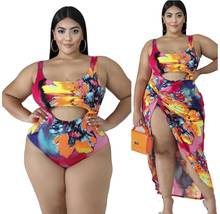 Summer plus size women set lady beach print sexy 2 pieces outfits for women sleeveless women suit DYF1053 2024 - buy cheap