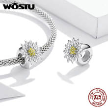 WOSTU Sunflower Charm 925 Sterling Silver Beads Fit Women Original Silver Making Bracelet Fine Jewelry Accessories Gift DXC1765 2024 - buy cheap