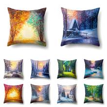 Landscape Printed cushion cover 45*45 sofa cushions office Pillow cases Polyester home decor pillow covers kd-0130 2024 - buy cheap