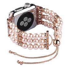 Pearl Strap for apple watch band 40mm 44mm iwatch band 38mm 42mm Accessories women belt bracelet apple watch seires 3 4 5 se 6 2024 - buy cheap