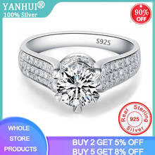 YANHUI Classic Luxury Real Solid 925 Sterling Silver Ring 1Ct 10 Hearts Arrows Zirconia Diamond Wedding Jewelry Rings For Women 2024 - buy cheap