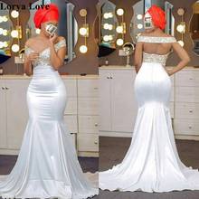 White Off The Shoulder Evening Dresses 2020 Women Party Night Satin Mermaid Robe De Soiree Elegant Vestido Maxi Long Prom Dress 2024 - buy cheap