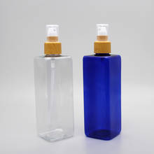 250ML 24 piezas azul transparente de botella de plástico cuadrado con grano de madera de la loción de la bomba botellas de envasado de esencia de tóner cosmético vacío 2024 - compra barato
