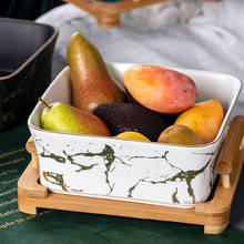 Modern Living Room Fruit Plate Snack Plate Ceramic Square Tableware Household Fruit Salad Bowl Nordic Golden Marble Square Bowl 2024 - buy cheap