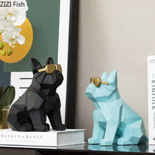 Creative Origami Glasses Dog Art Geometric Resin Animal Sculpture Crafts Living Room TV Cabinet Furnishings Figurines Home Decor 2024 - buy cheap