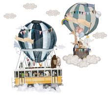 Pegatinas de pared de la serie de globos de aire caliente de dibujos animados para habitación de niños, guardería, calcomanías de pared para habitación de bebé, murales de vinilo de arte DIY respetuoso con el medio ambiente 2024 - compra barato