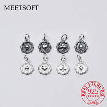 MEETSOFT 925 Sterling Silver Playing card sign DIY Bracelet Making Finding Handmade Retro Chic Charms Jewelry Accessories 2024 - buy cheap