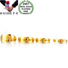 OMHXFC Jewelry Wholesale RI201 European Fashion Fine Lovers Party Birthday Wedding Gift Simple Blank 24KT Gold Resizable Ring 2024 - compre barato