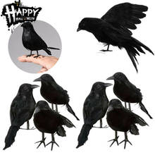 Halloween Black Crow Props Realistic Raven Spooky Feathered Crows House Decor 2024 - buy cheap