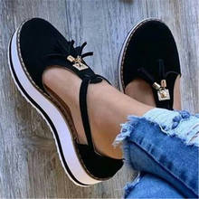 Zapatos planos de suela gruesa para mujer, sandalias de plataforma con flecos, borlas, de gran tamaño, para primavera y verano 2024 - compra barato