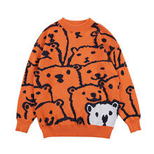 Men Hip Hop Sweater Cartoon Bear Casual Loose Knitted Pullover Autumn Winter Knitted Men's Sweaters Couple Unisex Design 2024 - buy cheap