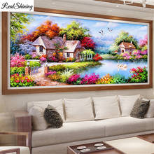 large size house by the lake 5d Diamond Painting full square round Diamond Embroidery landscape diy handmake cross Stitch F485 2024 - buy cheap