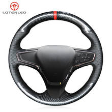 LQTENLEO-Funda de cuero negro para volante de coche, fibra de carbono, cosido a mano, para Chevrolet Cruze 2014-2018 Volt 2016 2017 nuevo Cruze 2024 - compra barato
