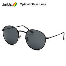 JackJad 2021 Vintage 3447 Round Metal Quality Optical Glass Lens Sunglasses Classic Retro Brand Design Sun Glasses Oculos De Sol 2024 - buy cheap