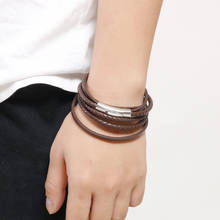 KALEN Fashion Multi- Layered Genuine Cowhide Bracelet Men Retro Brown Leather Wrap Bracelets Jewelry 2020 2024 - buy cheap