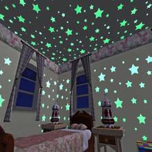 100 pçs/set estrela lua fluorescente brilho no escuro luminosa móveis adesivos de parede para sala crianças sala estar adesivos de parede papel 2024 - compre barato