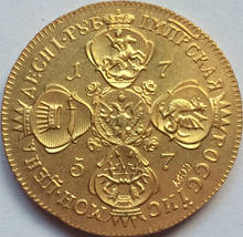 24-K gold-plated Russian Coins 1757 copy 30mm 2024 - buy cheap