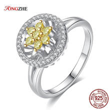 TONGZHE Big Rings for Women Snowflake Yellow Round CZ 925 Sterling Silver Jewelry Engagement Ring Men Turkish Wedding Ring 2024 - buy cheap