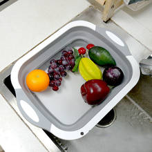 Tabla de cortar plegable multifunción para cocina, cesta de drenaje, cesta para lavar frutas, utensilios de cocina 2024 - compra barato