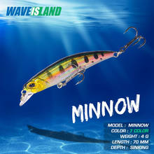 WAVEISLAND New Hot Bait  Baits Hard Minnow Winter Fishing Lure 7cm 4G slow Sinking Saltwater Lures For Black Bass Fish 2024 - buy cheap