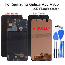 ЖК-дисплей AMOLED для Samsung Galaxy A50 A505 SM-A505FN/DS A505F/DS, сенсорный экран с цифровым преобразователем в сборе, Замена для Galaxy A50 2024 - купить недорого