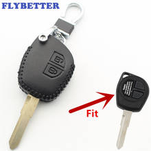 FLYBETTER Genuine Leather 2Button Remote Key Case Cover For Suzuki Ignis/Alto/SX4/Swift/Vauxhall L95 2024 - buy cheap